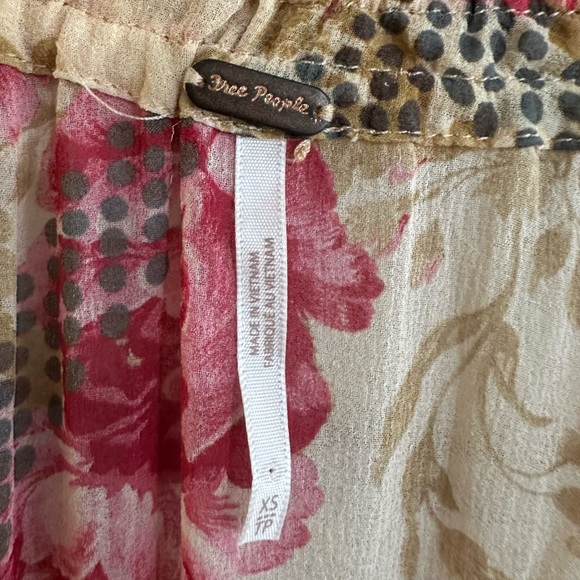 Free People Multicolor Floral Boho Maxi Dress Smocked Waist XS - Picture 15 of 16